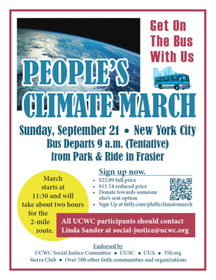 In 2014, UCWC sent a contingent to the People's Climate March in NYC